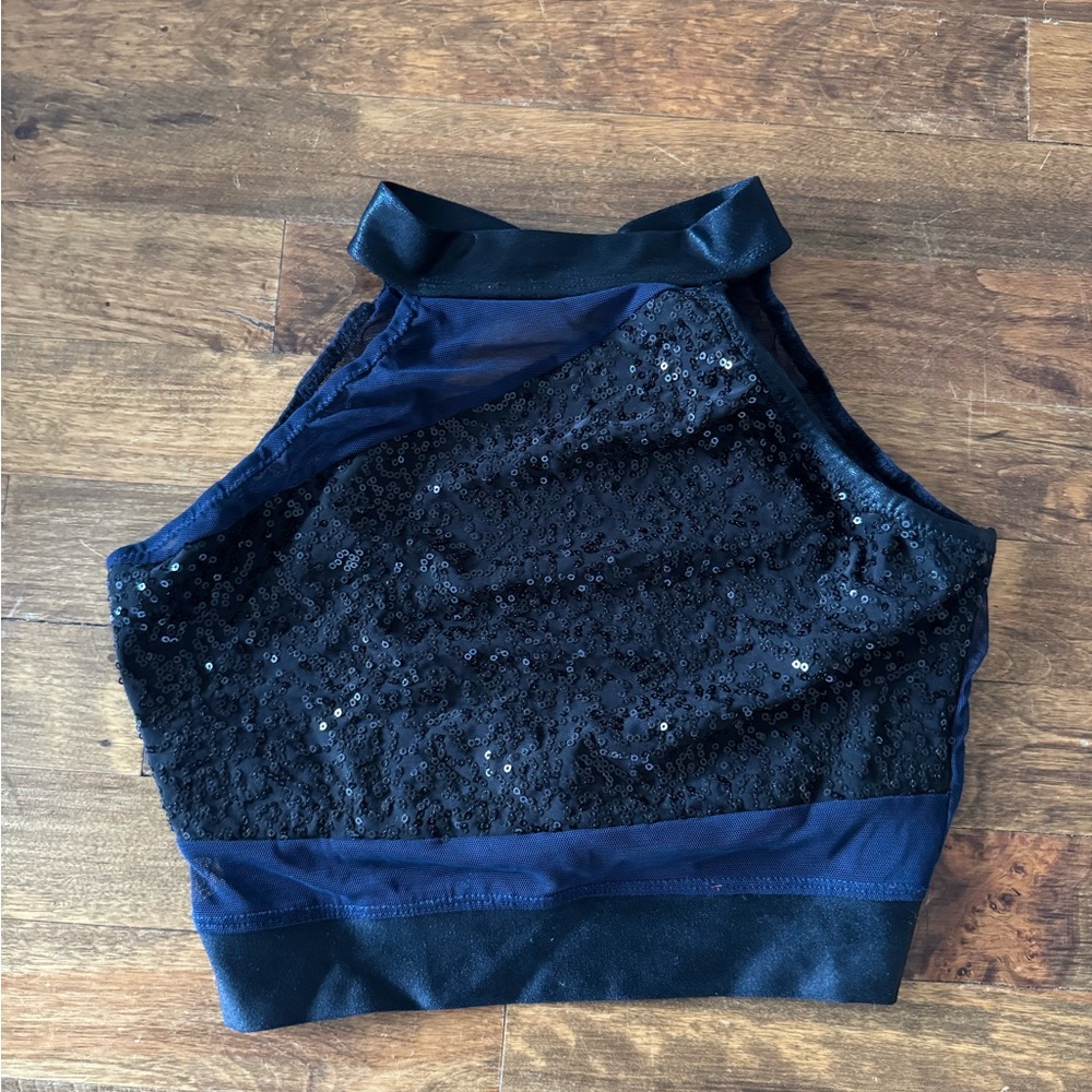Black Sequin Halter Top Custom Made